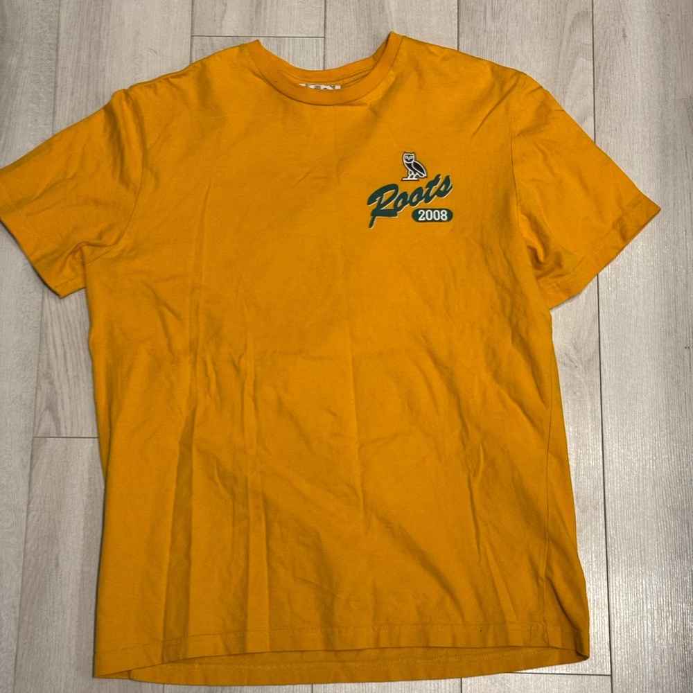Roots and OVO collaboration Men's Yellow T-Shirt